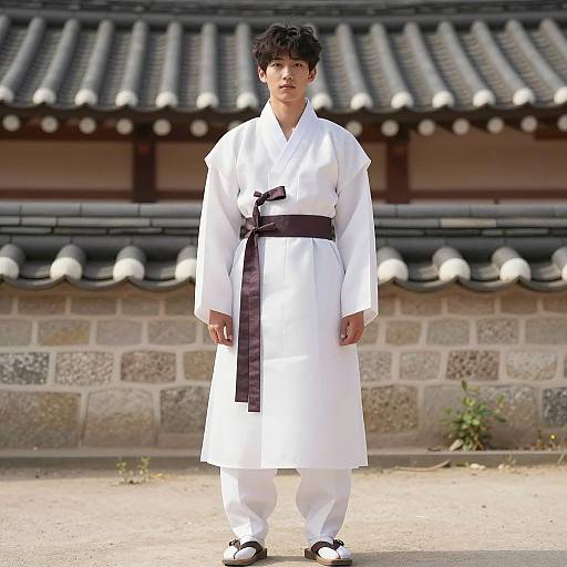 Traditional Korean Hanbok in Bright Light