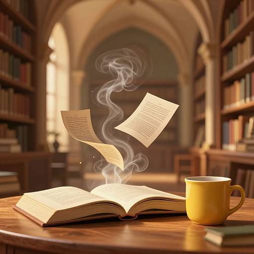 Magical Library with Smoking Book