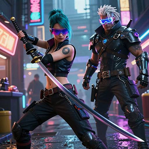 Neon Samurai and Hacker Duo