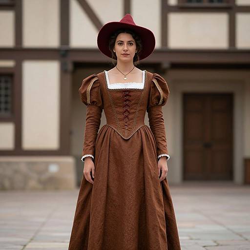 Renaissance Faire Woman in Brown Dress