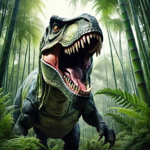 Realistic Jungle Dinosaur with Open Mouth