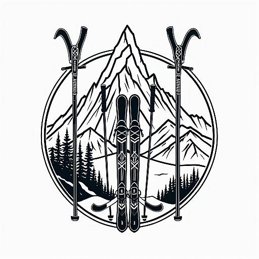 Old School Ski Mountain Tattoo