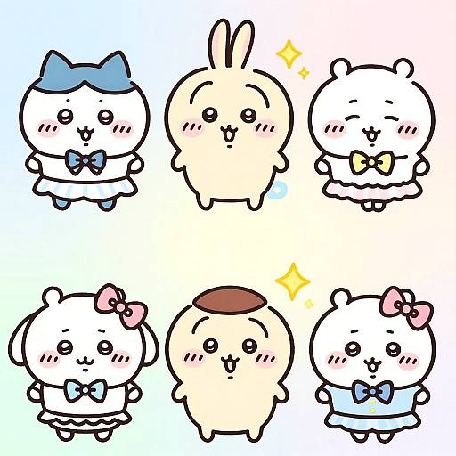 Kawaii Chibi Characters in Colorful Outfits