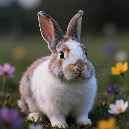 Baby Rabbit in Flower Meadow