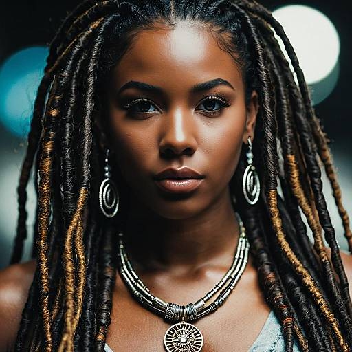 Realistic Dark-Skinned Goddess with Faux Locs
