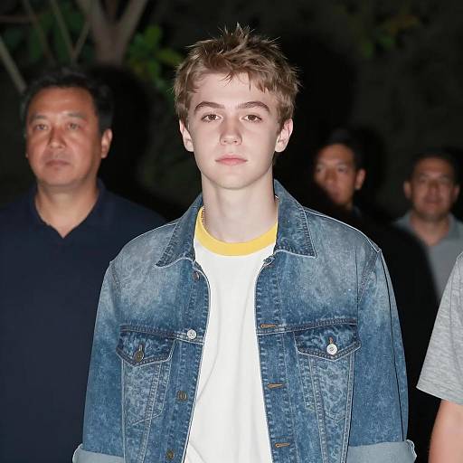 Young Man in Dimly Lit Outdoor Scene