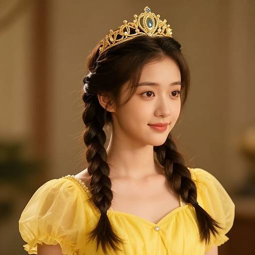 Girl with Braids and Gold Crown