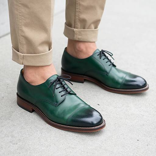 Stylish Green Leather Dress Shoes
