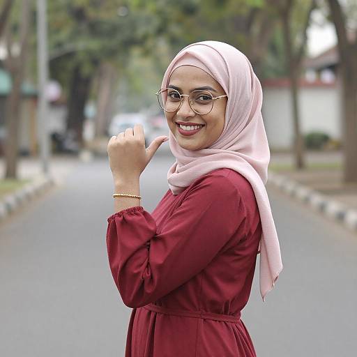 Playful Woman in Pink Hijab Portrait