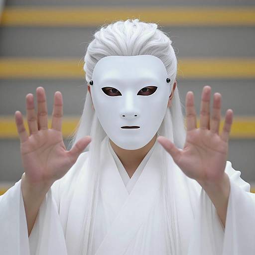 Mysterious Figure in White Mask and Robe