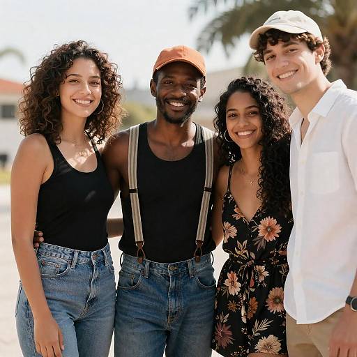 Group of Friends Smiling Outdoors