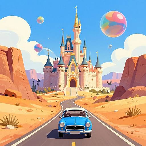 Vintage Car Journey to Surreal Castle