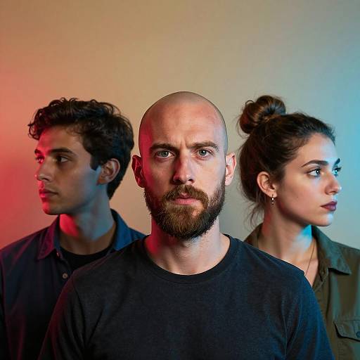 Intense Portrait: Three Faces in Focus