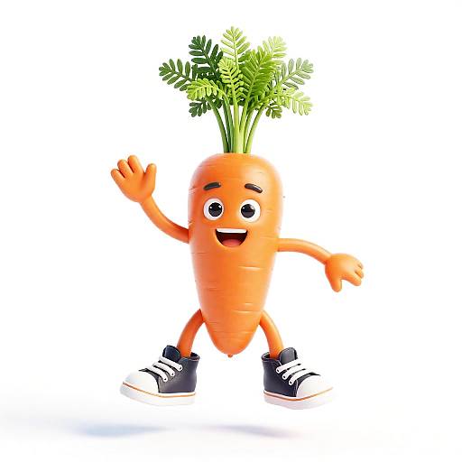 Cheerful Skipping Carrot in Sporty Shoes
