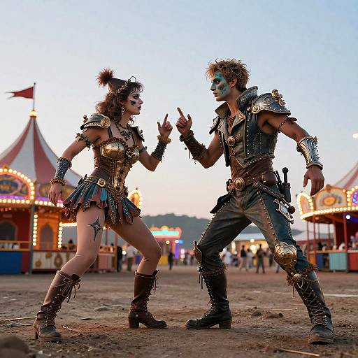 Post-Apocalyptic Circus Performers in Duel