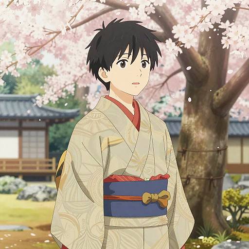 Serene Hentai Anime in Cherry Blossoms