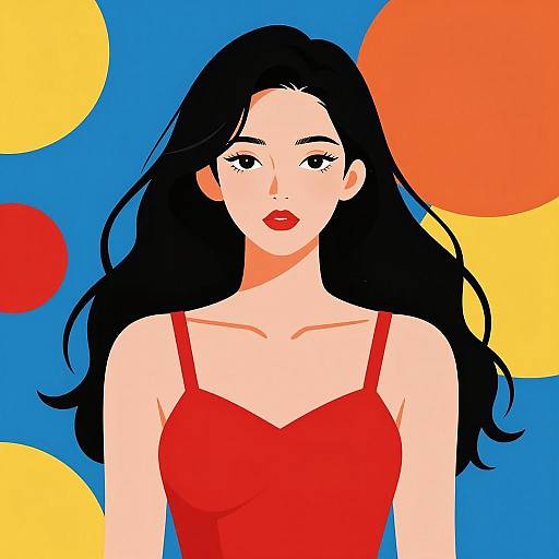 Vibrant Pop Art Portrait of Stylish Woman