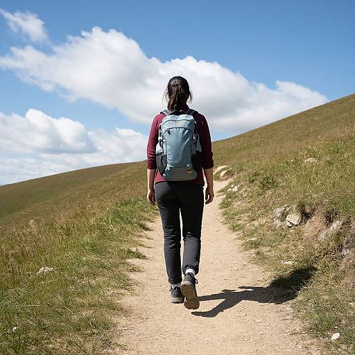 Woman Hiking Mountain Trail