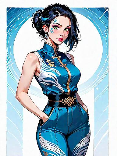 Elegant Woman in Vibrant Jumpsuit Pose