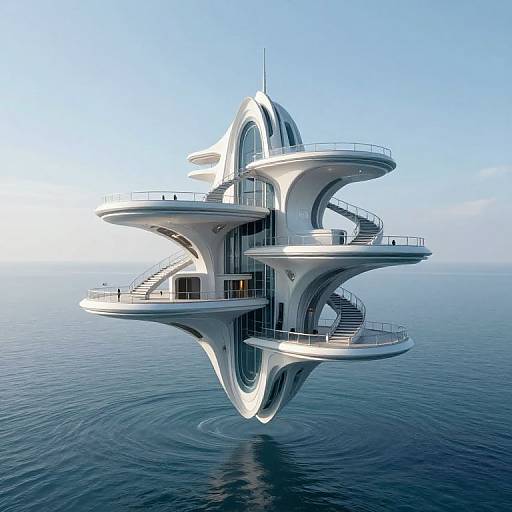 Futuristic Gravity-Defying Floating Architecture