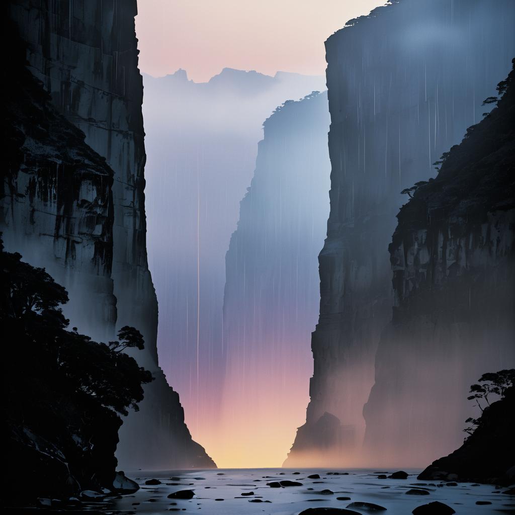 Ethereal Dawn in a Molten Ravine