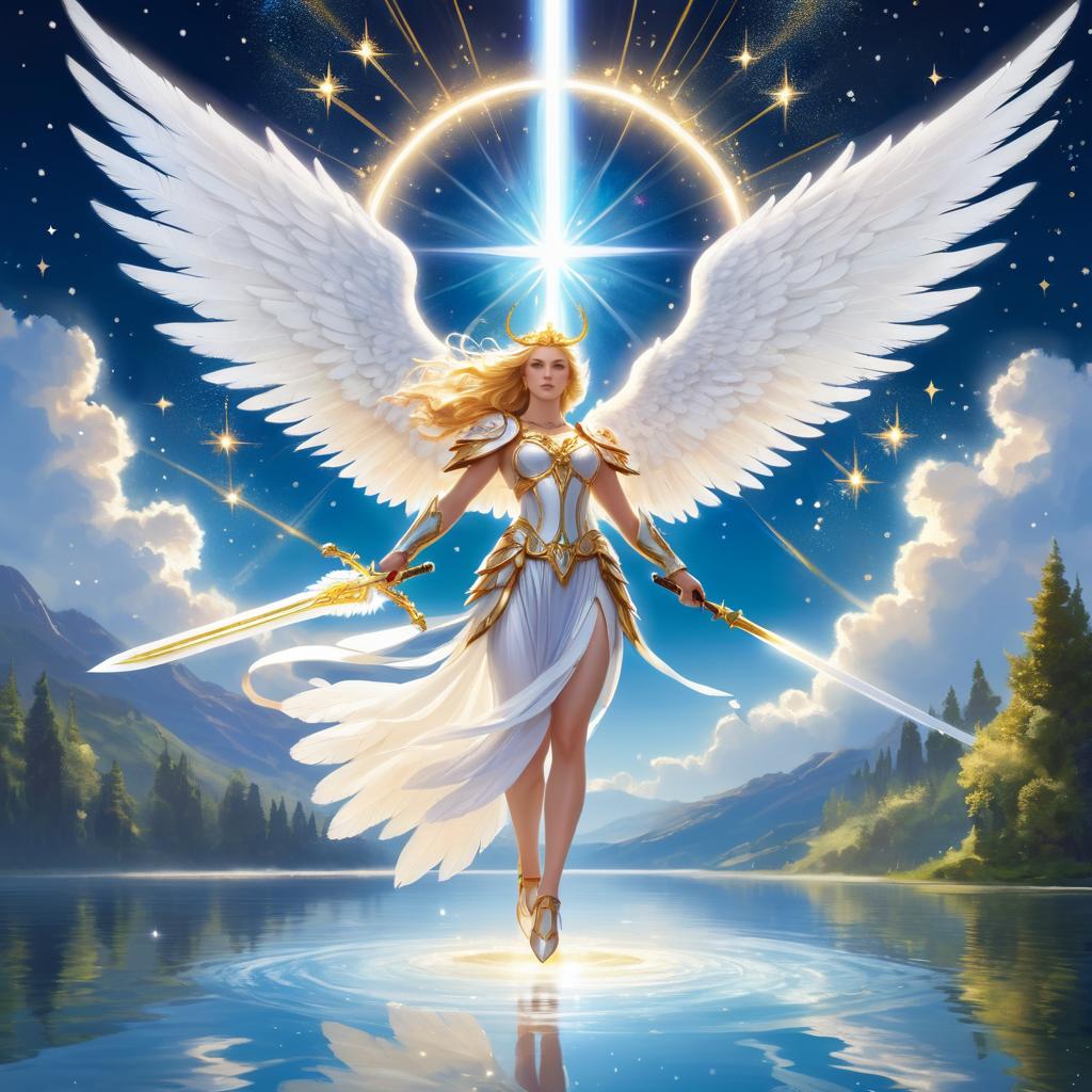 Celestial Angel Descending by the Lake