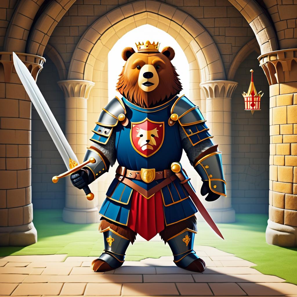 Knightly Bear in a Medieval Castle