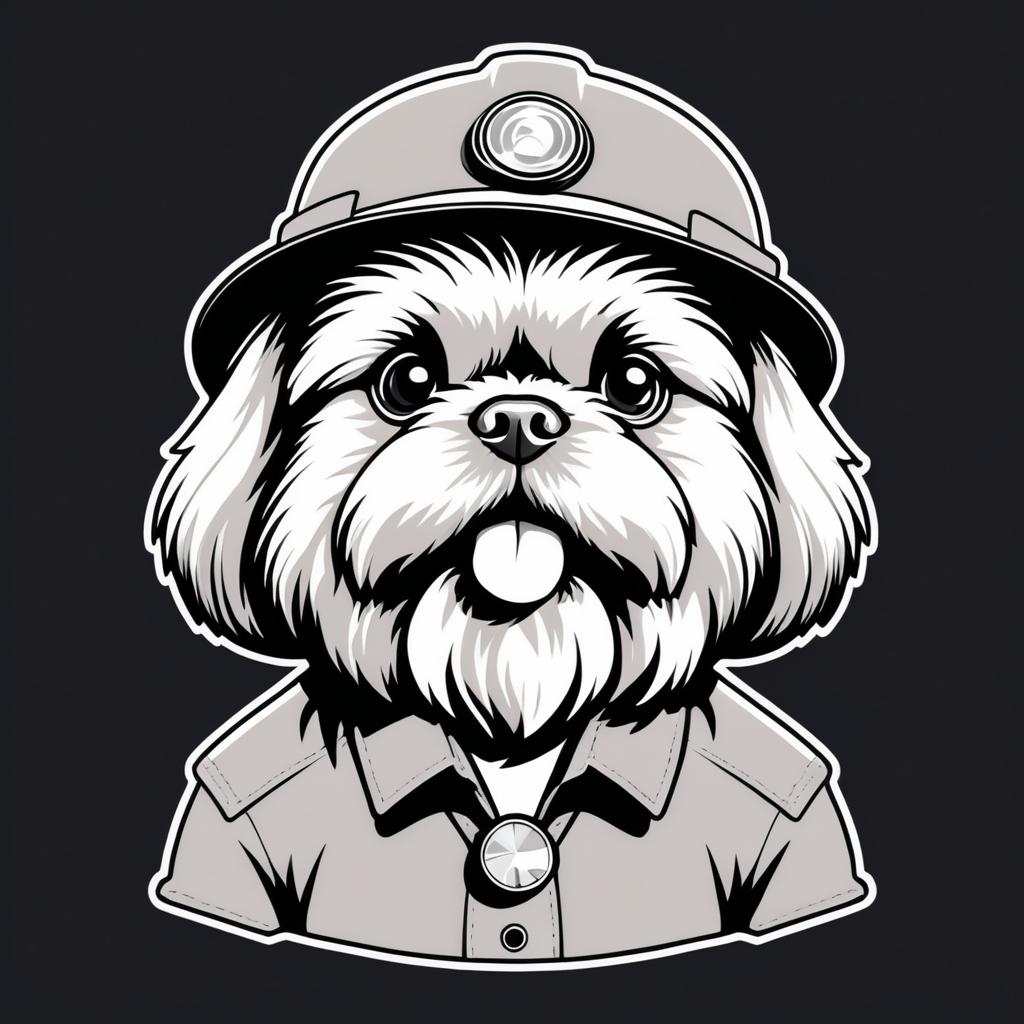 Kawaii Shih Tzu Geologist Illustration