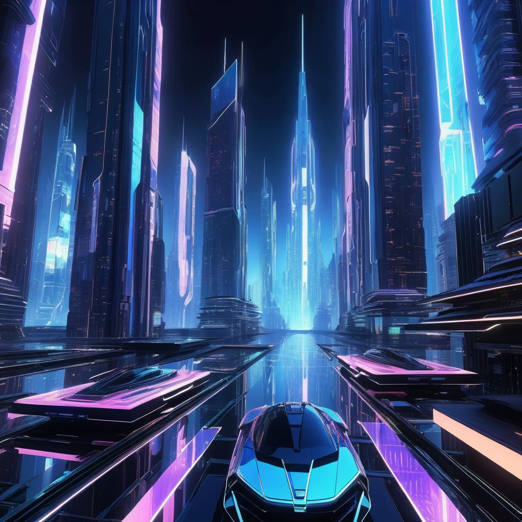 Futuristic Cityscape with Neon Lights