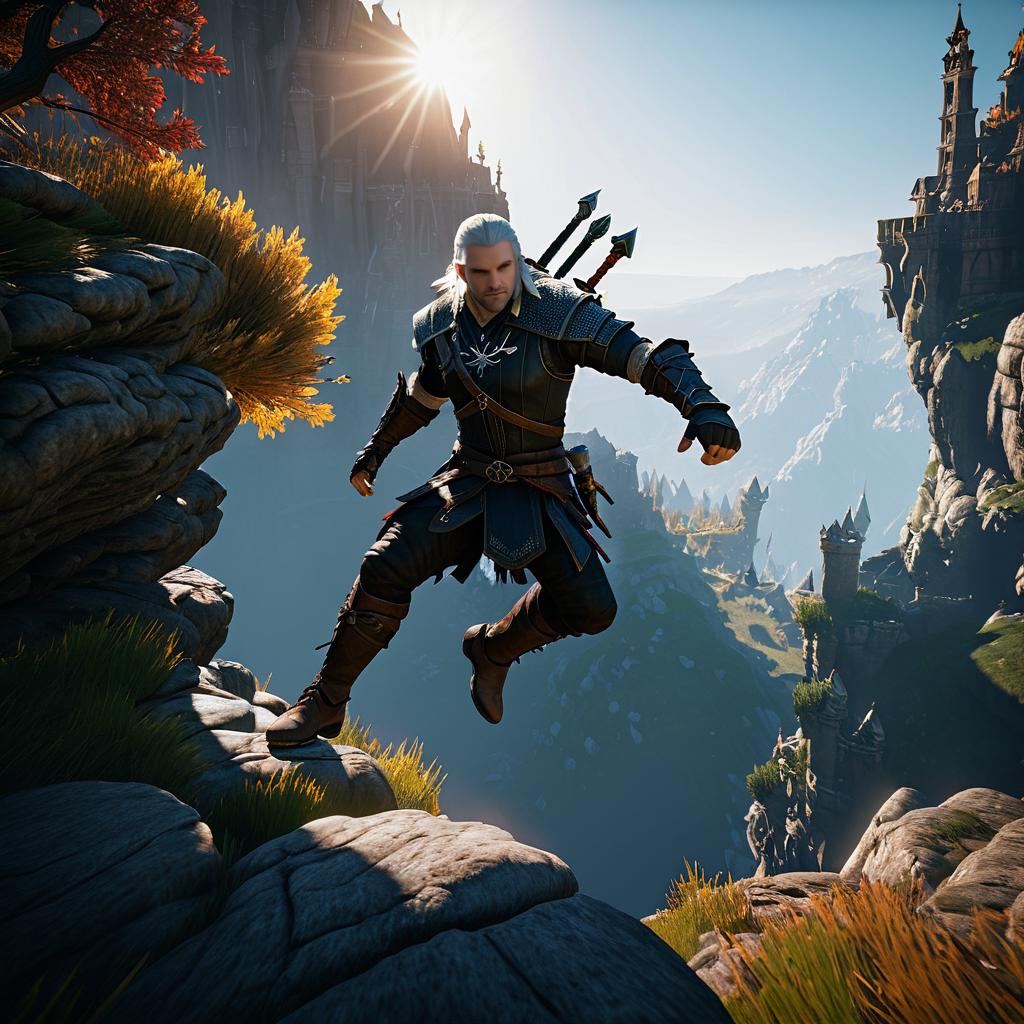 Epic Jump: Geralt of Rivia in Action