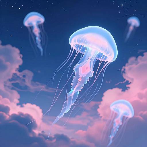 Glowing Jellyfish in Starry Sky