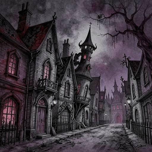 Tim Burton Gothic Street Scene