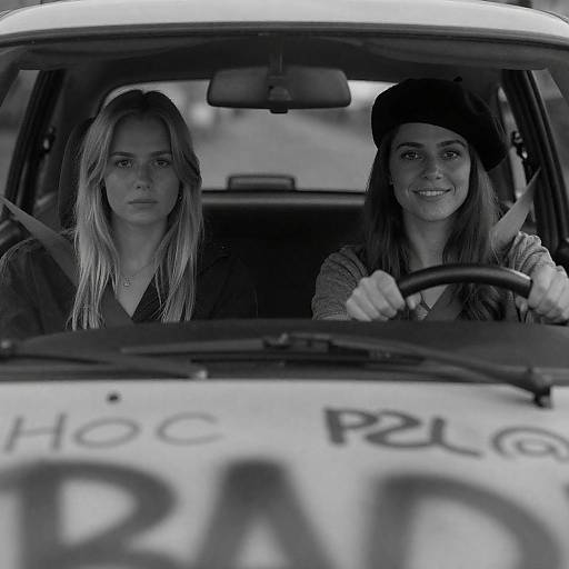 Retro Black-and-White Car Portrait