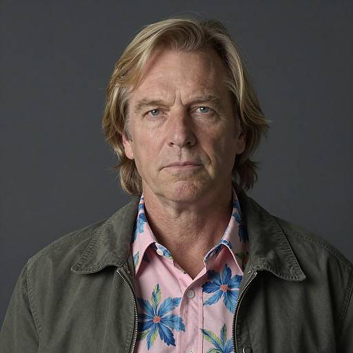 Middle-Aged Man in Floral Shirt Portrait