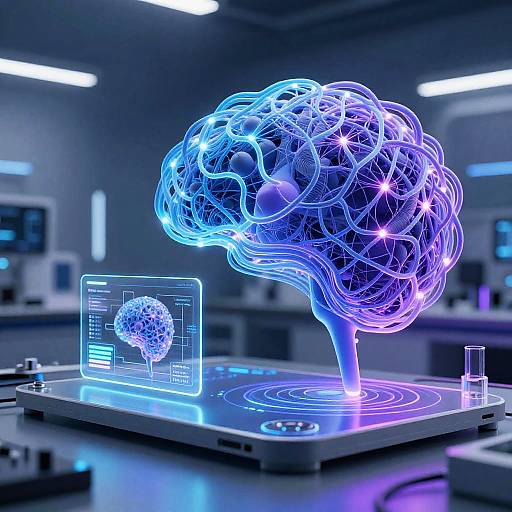 Futuristic AI Lab Neural Network Visualization