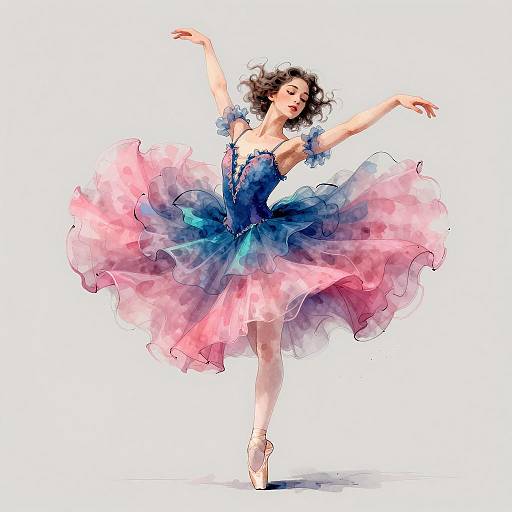 Elegant Ballerina in Vibrant Tutu Dance