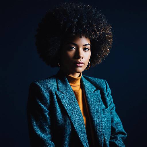 Chic Afro with Vintage Blazer Style