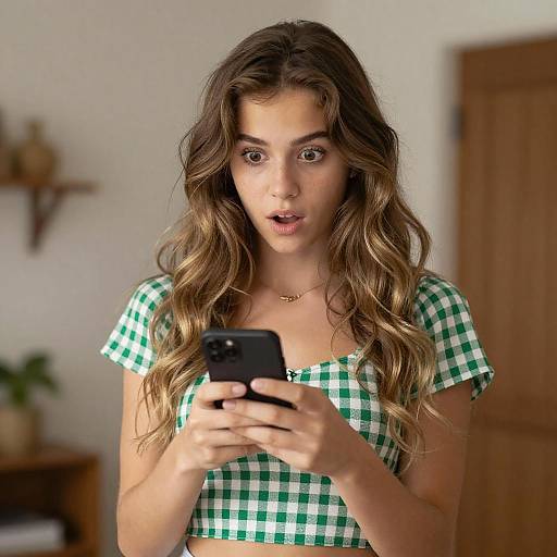 Surprised Young Woman with Smartphone