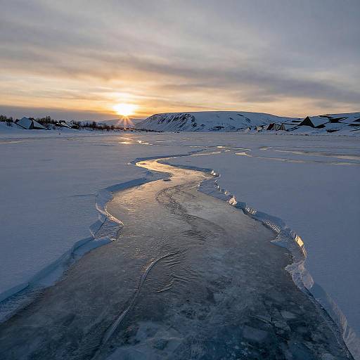 Cubist Arctic Fjord at Golden Hour