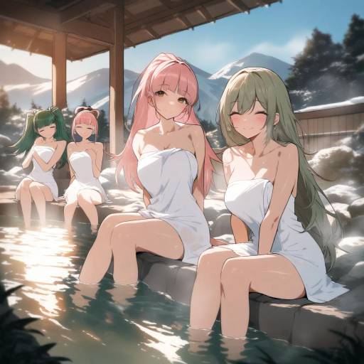 Relaxing Onsen Scene with Girls