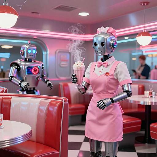 Retro Futuristic 1950s Diner Scene