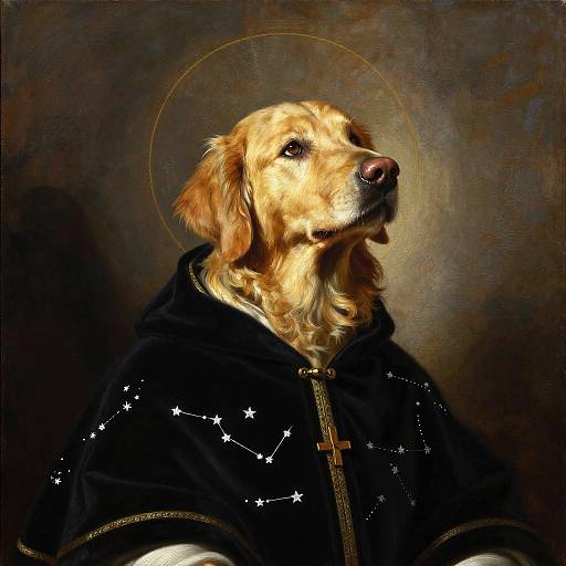 Golden Retriever Saint in Clerical Robe