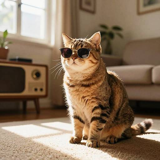 Playful Cat Twerking in Cozy Living Room