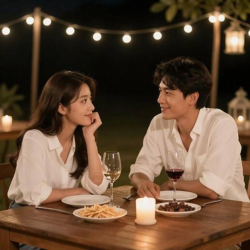 Romantic Outdoor Dinner at Night