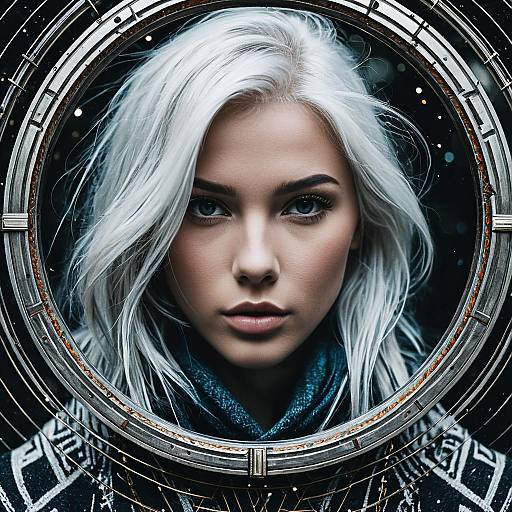 Enigmatic Silver-Eyed Time Traveler Through Portal