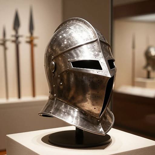 Photorealistic Crusader Knight Helmet Exhibit