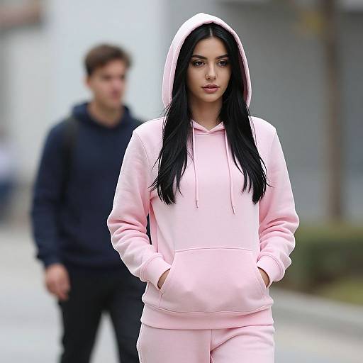 Realistic Casual Pink Hoodie Portrait