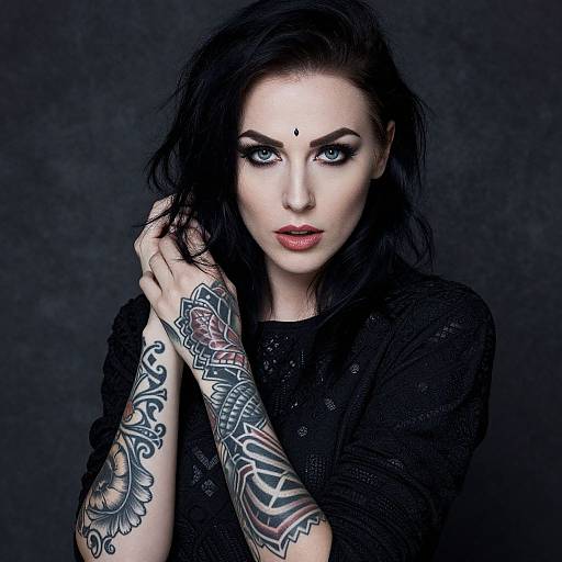 Mysterious Woman with Bold Makeup