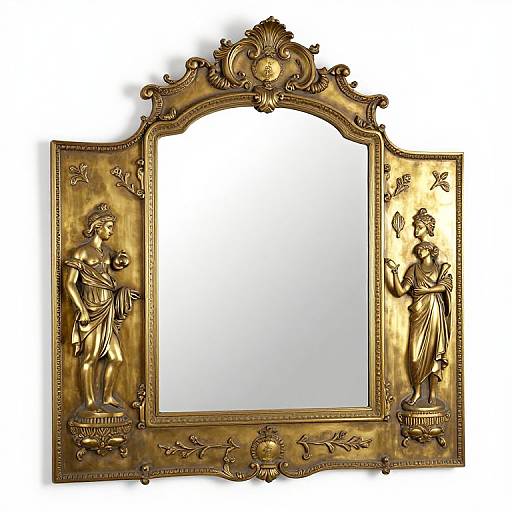 Vintage French Baroque Brass Mirror
