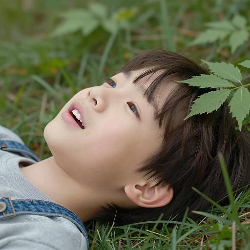 Whimsical Close-Up of a Young Boy